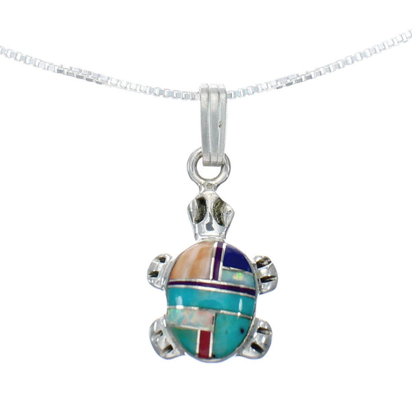 Genuine Sterling Silver Turtle Italian Box Chain Necklace Set TX10220